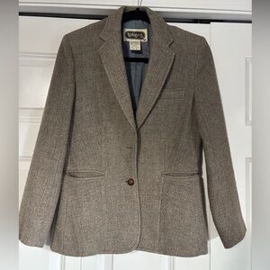 Vintage 80s Taupe and Grayish Blue Wool Blazer